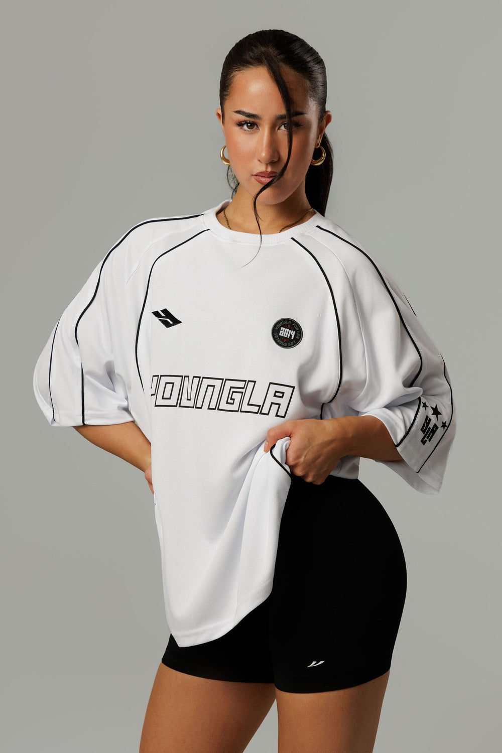 W4329 Oversized Soccer Jersey - White