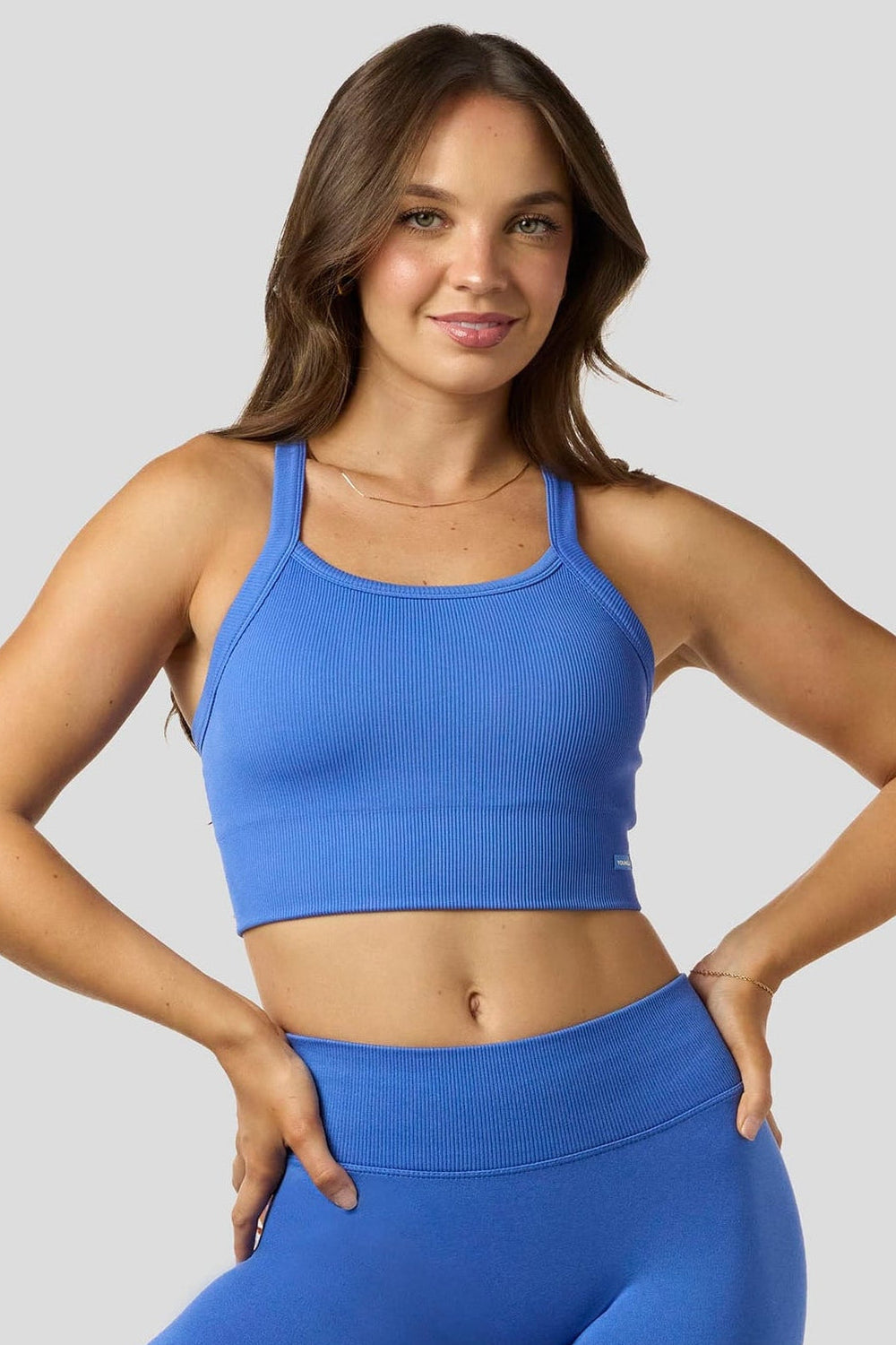 W3147 - Pulse Seamless Racerback Crop Tank - Blue