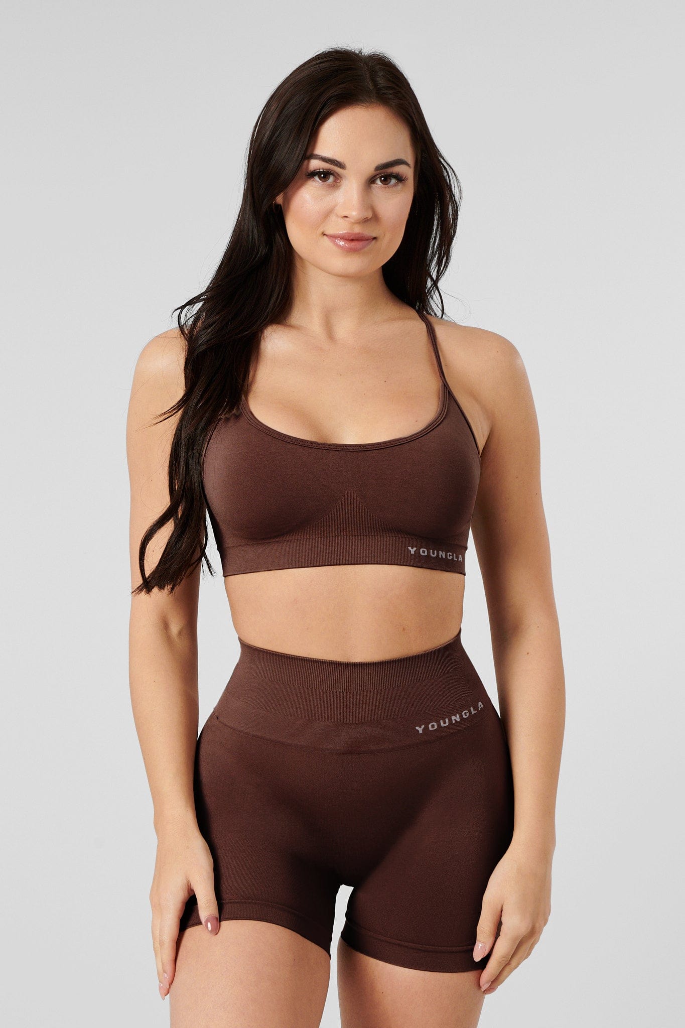 W329 - Core Seamless scoop neck bra - Tweed Brown