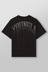 W428 - Drip Oversized Tee - Black Wash