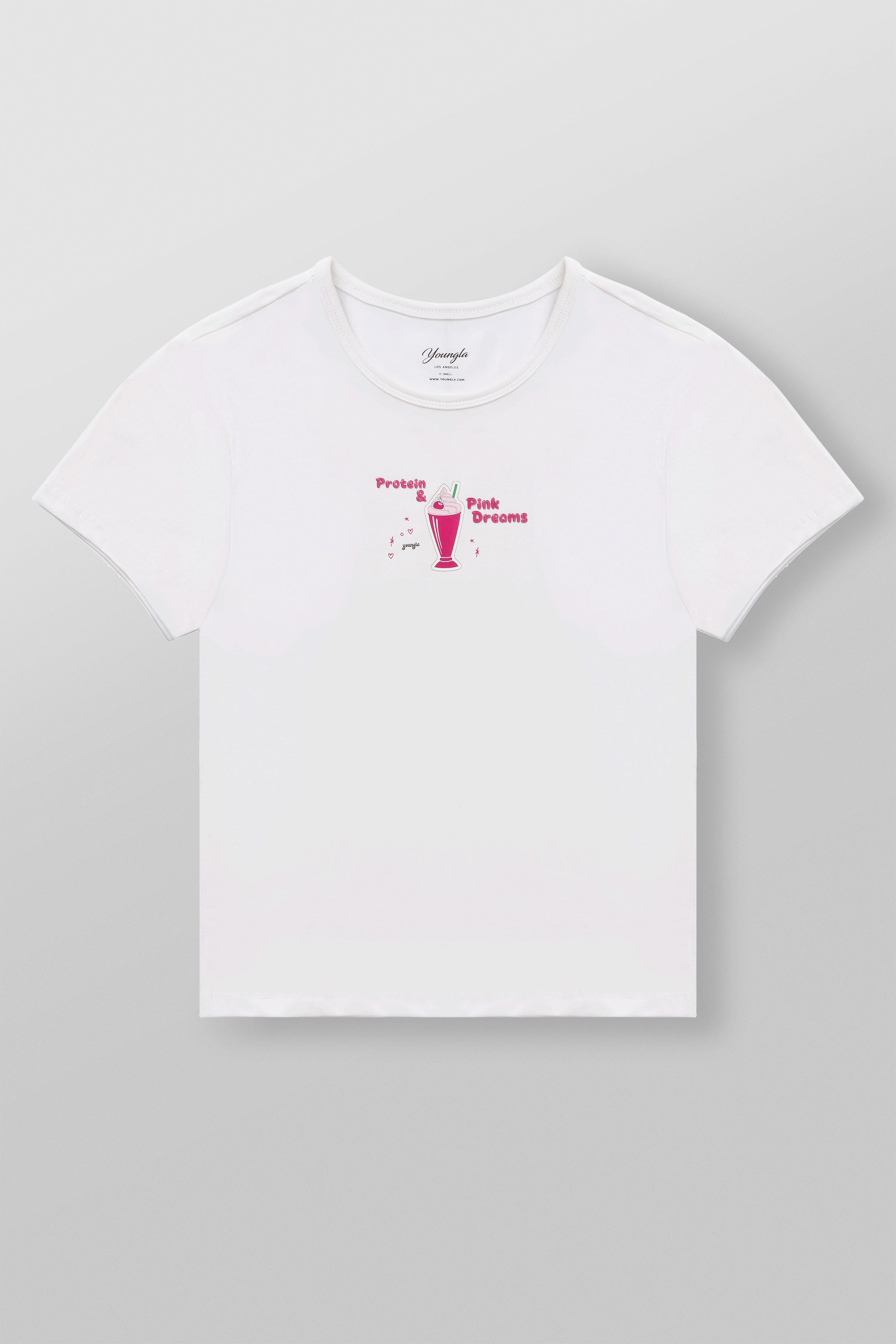 W4336 gym girl baby Tee - White/Pink